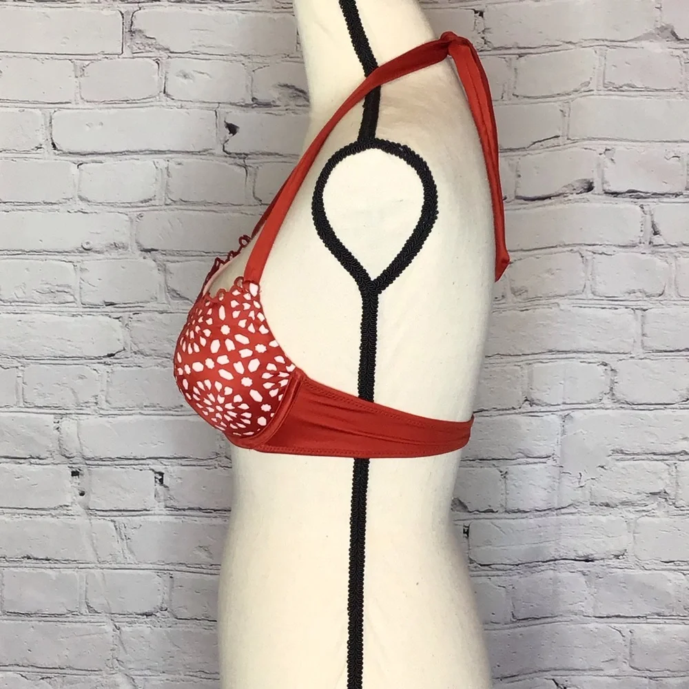 Shade & Shore Rust Halter Style Padded Laser Cut Bikini Top 34B